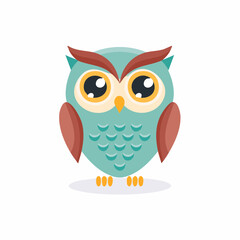 Cartoon Owl Illustration with Teal Body and Brown Accents.