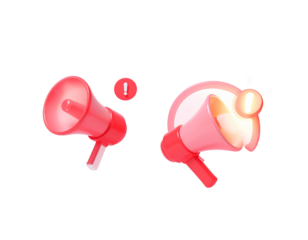 Untitled design - Red Megaphone Notification Concept Bundle, isolated on transparent background