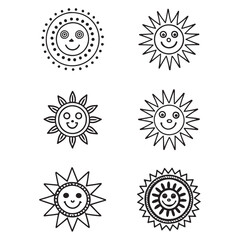 Minimal Doodle Sun Designs for Prints