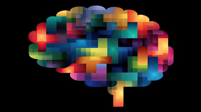 Vibrant Abstract Brain Design with Colorful Geometric Patterns