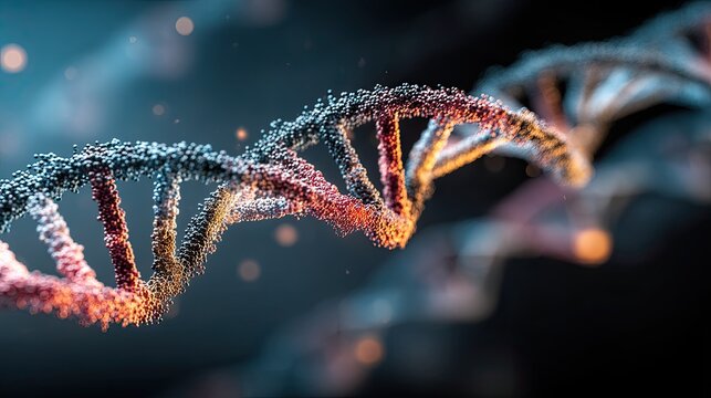 Detailed Macro View of Colorful DNA Helix Structure in Laboratory Setting