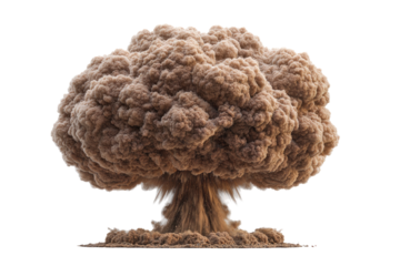 Mushroom cloud explosion, beige smoke