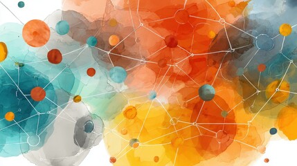 Network flat design top view theme information technology water color vivid.