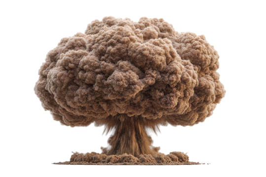 Mushroom cloud explosion, beige smoke