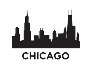 Fototapeta premium Cleveland Skyline Silhouette – Vector Cityscape Logo Design. Black and White Chicago City Skyline Illustration – Urban Silhouette Art.