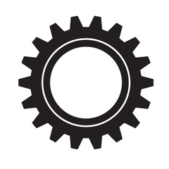 A gear illustration, isolated on a white background, showcases a mechanical component with toothed edges, designed to transmit rotational motion in machinery. 