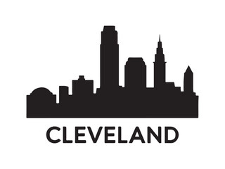Naklejka premium Cleveland Skyline Silhouette – Vector Cityscape Logo Design. Black and White Chicago City Skyline Illustration – Urban Silhouette Art.