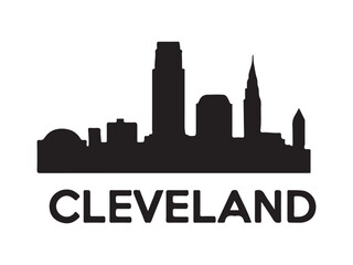 Fototapeta premium Cleveland Skyline Silhouette – Vector Cityscape Logo Design. Black and White Chicago City Skyline Illustration – Urban Silhouette Art.
