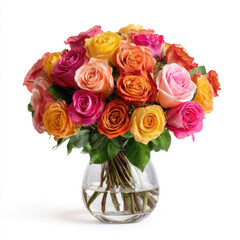 Fototapeta premium Vibrant roses in various colors create stunning flora bouquet
