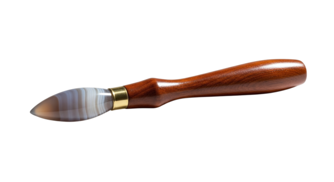 Agate burnisher tool isolated on transparent background, a specialized instrument for smoothing and polishing various materials with precision and care