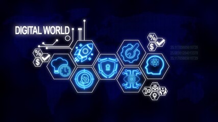 Futuristic digital world technologies and global network connections visualization. - Powered by Adobe