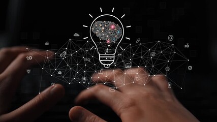 AI innovation with neural network and digital transformation. AI innovation drives automation, powers ideas, AI innovation enhances SEO, and AI innovation enables global connection. Marrow - Powered by Adobe