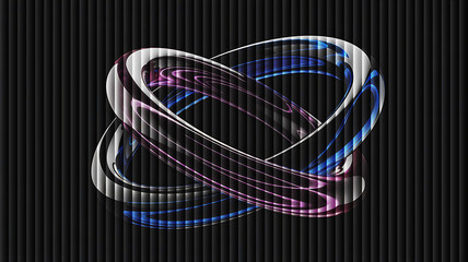 Abstract intertwined rings with blue and purple hues create a captivating and visually striking design on black background