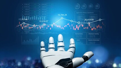 AI analyzing data analytics dashboard, detecting financial patterns, visualizing metrics, and generating insights for business decision-making and performance forecasting. Marrow - Powered by Adobe