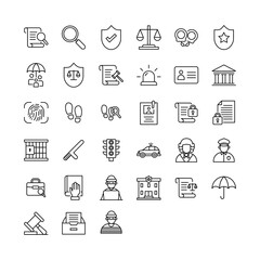 collection of law and police line icons
