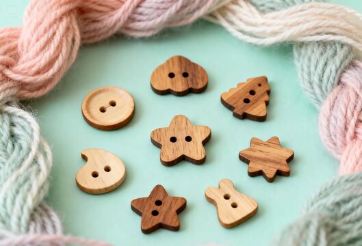 wooden buttons with cute shapes