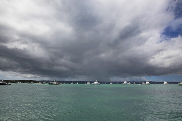 Stormy skies over the water near Peel Island, Gold Coast, Queensland, Australia