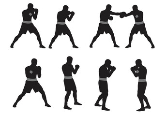 Silhouette Boxing Dynamic Poses for Sports and Fitness Design