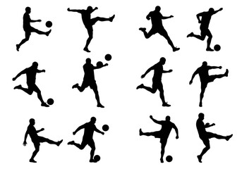 Silhouette Soccer Player Kicking the Ball Dynamic Action Collection