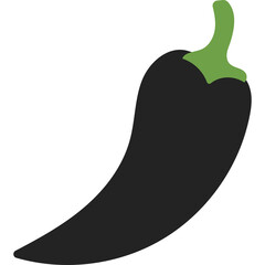 A Single Dark Chili Pepper With A Bright Green Stem Isolated On A White Background Detailed Vegetable Illustration