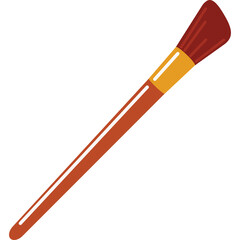 A Single Brown Makeup Brush With Golden Ferrule And Reddish Brown Bristles Isolated On Transparent Background For Beauty Applications
