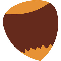 A Single Brown Hazelnut With Its Orange Shell Against A Transparent White Background With Sharp Edges Visible On The Shell