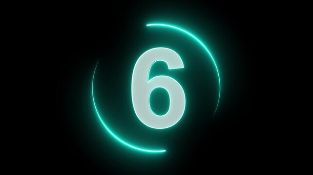 glowing neon 10 second countdown animation from 10 seconds to 0 seconds. 10 seconds to 0 seconds on a transparent background. neon light numbers from 10 to 1, laser ray appears on black background 