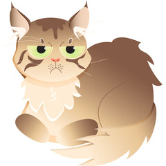 Grumpy Cat with Tan and White Fur Sitting with Eyes Closed and a Pouty Mouth Against a Transparent Background