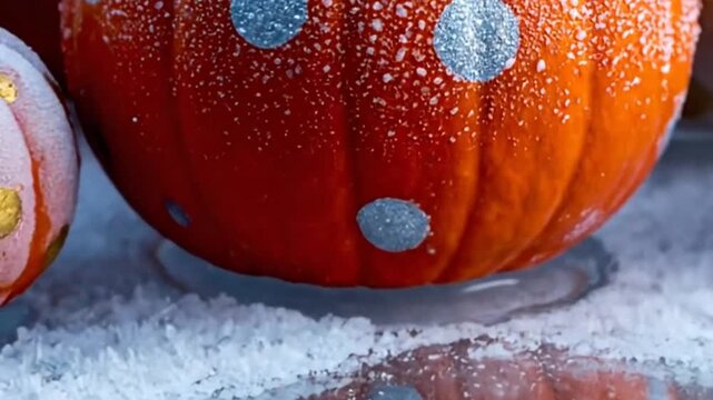 Frosted pumpkins with sparkly polka dots