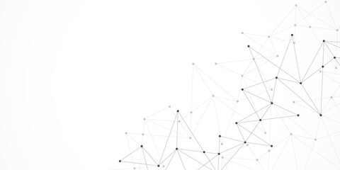 Minimalistic design with connecting the dots and lines. Abstract geometric background of science and technology concept