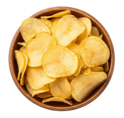 Bowl of potato chips transparent background cutout png
