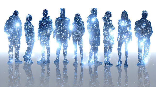 diverse business team standing together digital technology