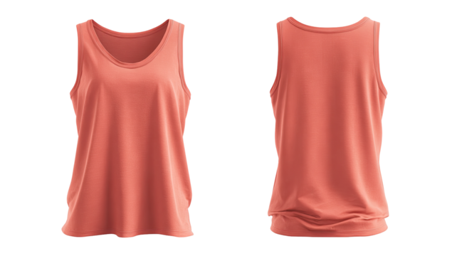 Coral tank top, front and back views (1)