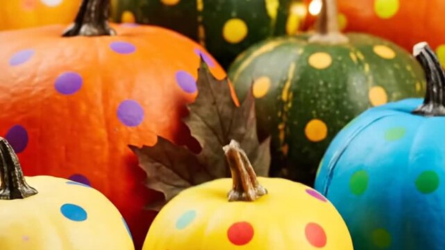 Polkadotted gourd stack autumn palette fun