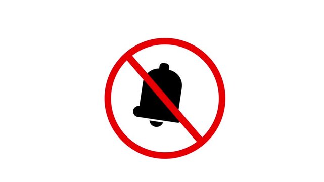 No notification allowed bell ring crossed sign of muted do not disturb red color restriction sign white background. - Powered by Adobe