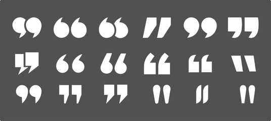 Set of quote mark icons isolated on white background.Quotation marks.Black quotes icon collection.