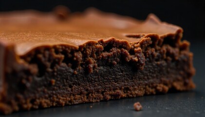 Brownie Crumble Texture Study Abstract, high contrast macro photograph focusing on the intricate texture of a chocolate brownie crumble. Emphasize the crumbly, porous, and slightly moist appearance.