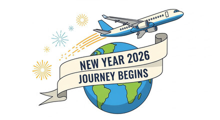 2026 Vector airplane icon symbol design for business travel and tourism flight illustration on a vintage sky stamp sign