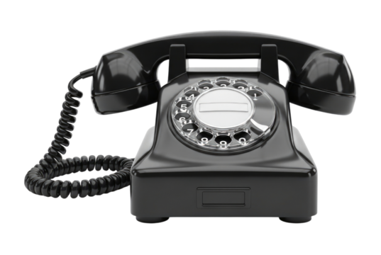 Vintage rotary dial telephone transparent background cutout png