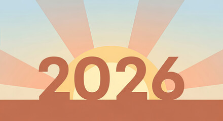 Happy New Year 2026 sale with gold text and red discount number illustration sign for business finance concept