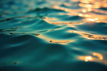 Abstract patterns of shimmering water reflections on a bright, sunny day, capturing the essence of summer leisure. An abstract, macro perspective of shimmering water reflections. The light refracts