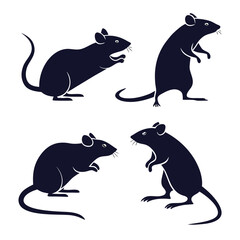 Four dark blue mouse silhouettes on white background