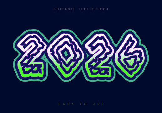 Futuristic Neon Outline Digital New Year Text Effect