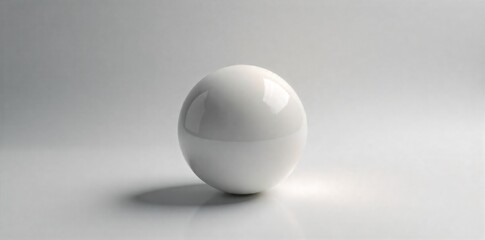 Minimalist product showcase on a clean white background with subtle shadow play. A single, highly detailed, polished chrome sphere casting a soft, diffused shadow on a seamless, pure white background.