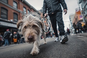 Humorous Moment: Dog Pulls Distracted Owner on Busy Street