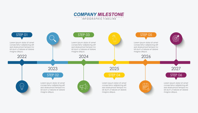 Milestone Achievement Infographic Timeline with 8, 7 Steps	