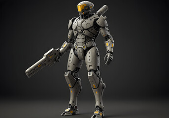 Original humanoid mecha guardian robot designed for 3D printing, featuring detailed armor and sci-fi aesthetics.