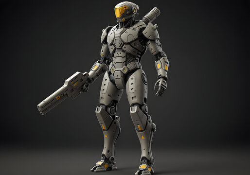 Original humanoid mecha guardian robot designed for 3D printing, featuring detailed armor and sci-fi aesthetics.