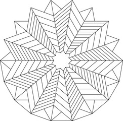 Abstract mandala coloring page with geometric pattern design. Perfect for relaxing art therapy and mindfulness coloring practice. #809