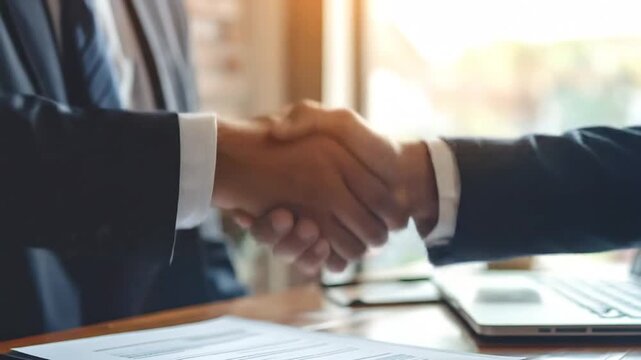 Business handshake symbolizing agreement and partnership for commercial ventures